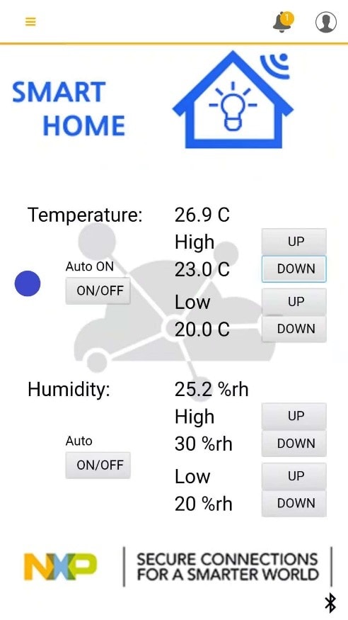 Figure 6. Smart Phone Application UI for Wireless Management and Control