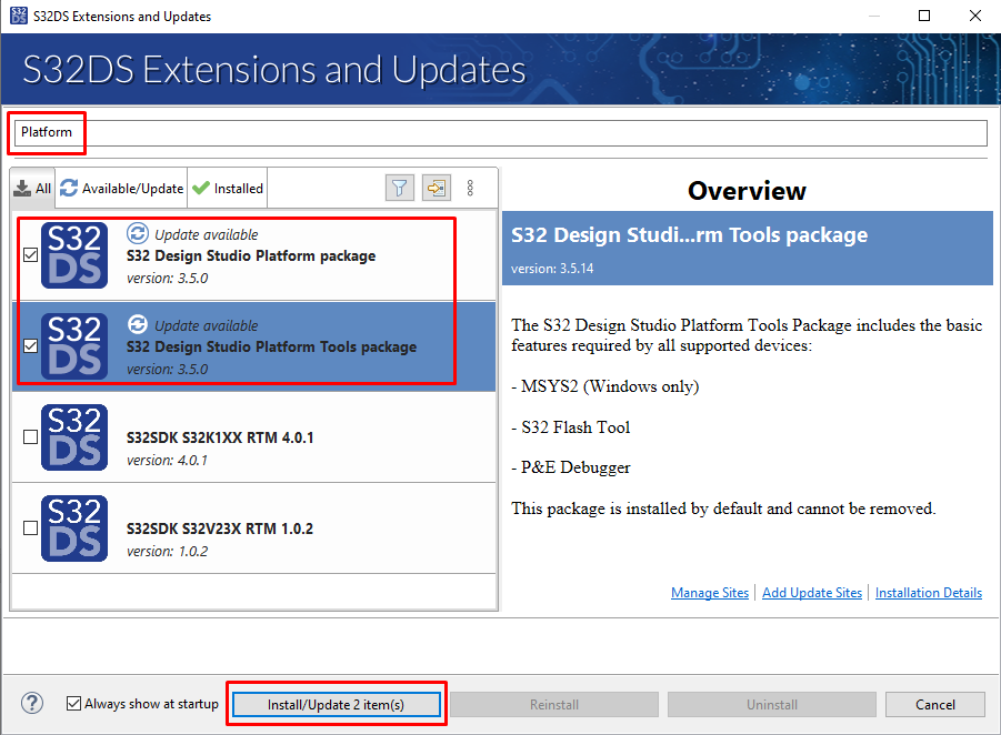 Update Platform Packages