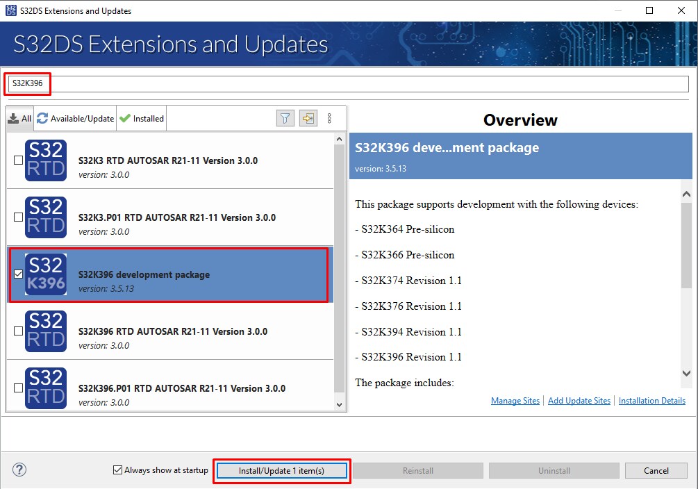 Install S32K396 Development Package