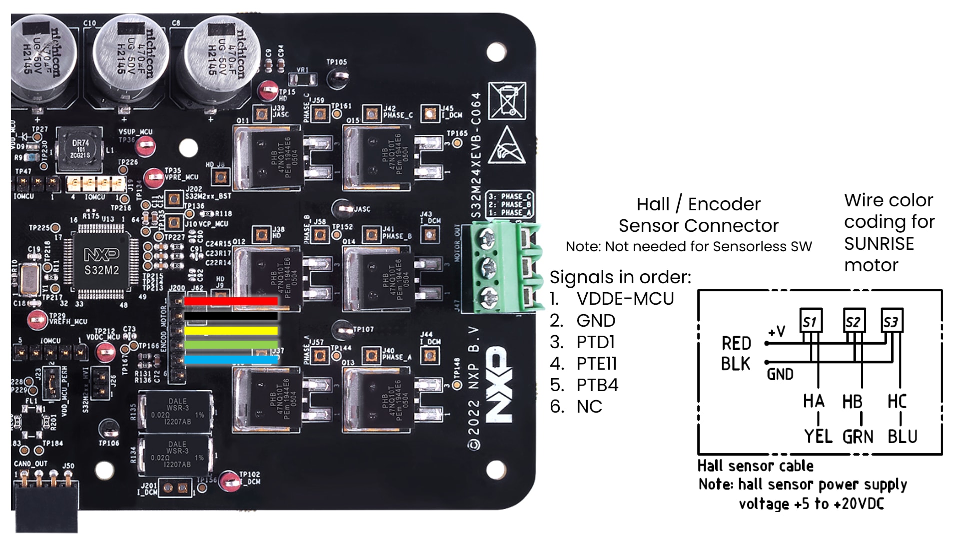 Plug the Encoder/HALL Sensors