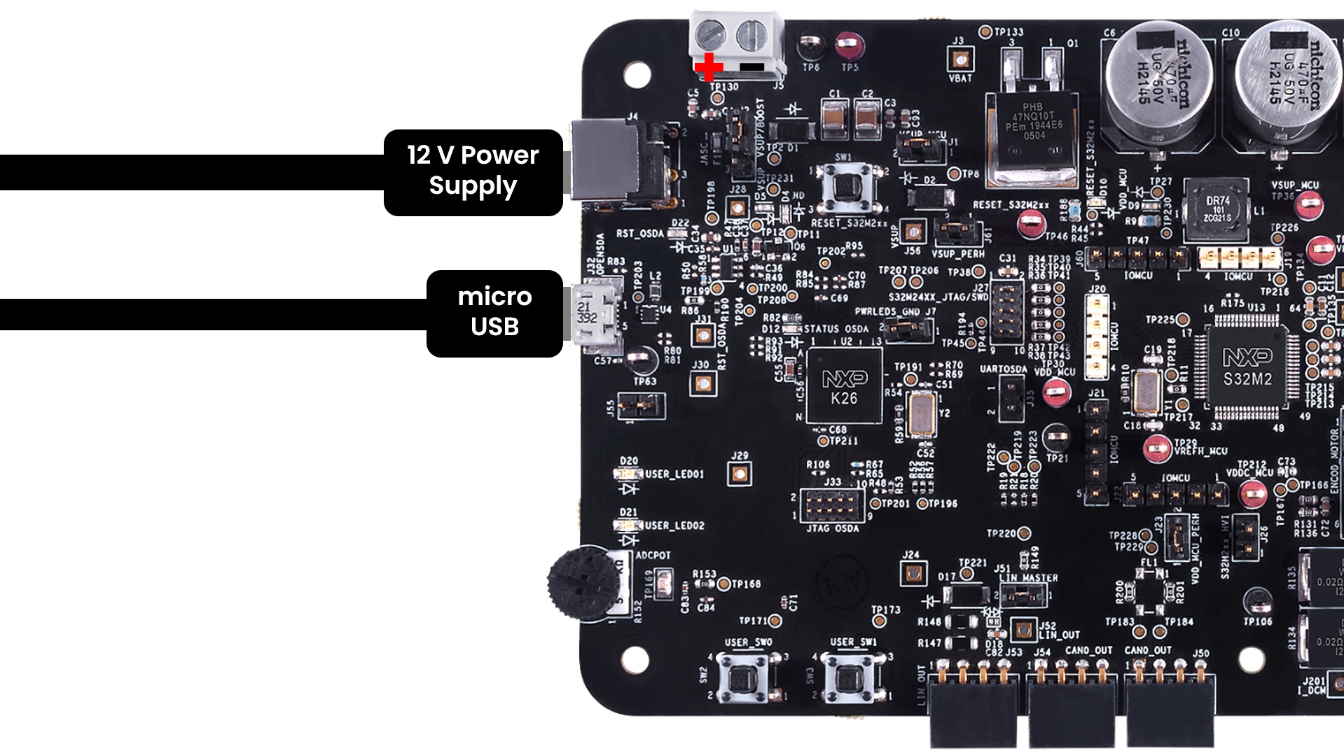 Plug the Power Supply and USB Debug Interface